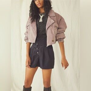 Free People Sure Thing Corduroy Bomber Jacket in Mauve - Size X-Small